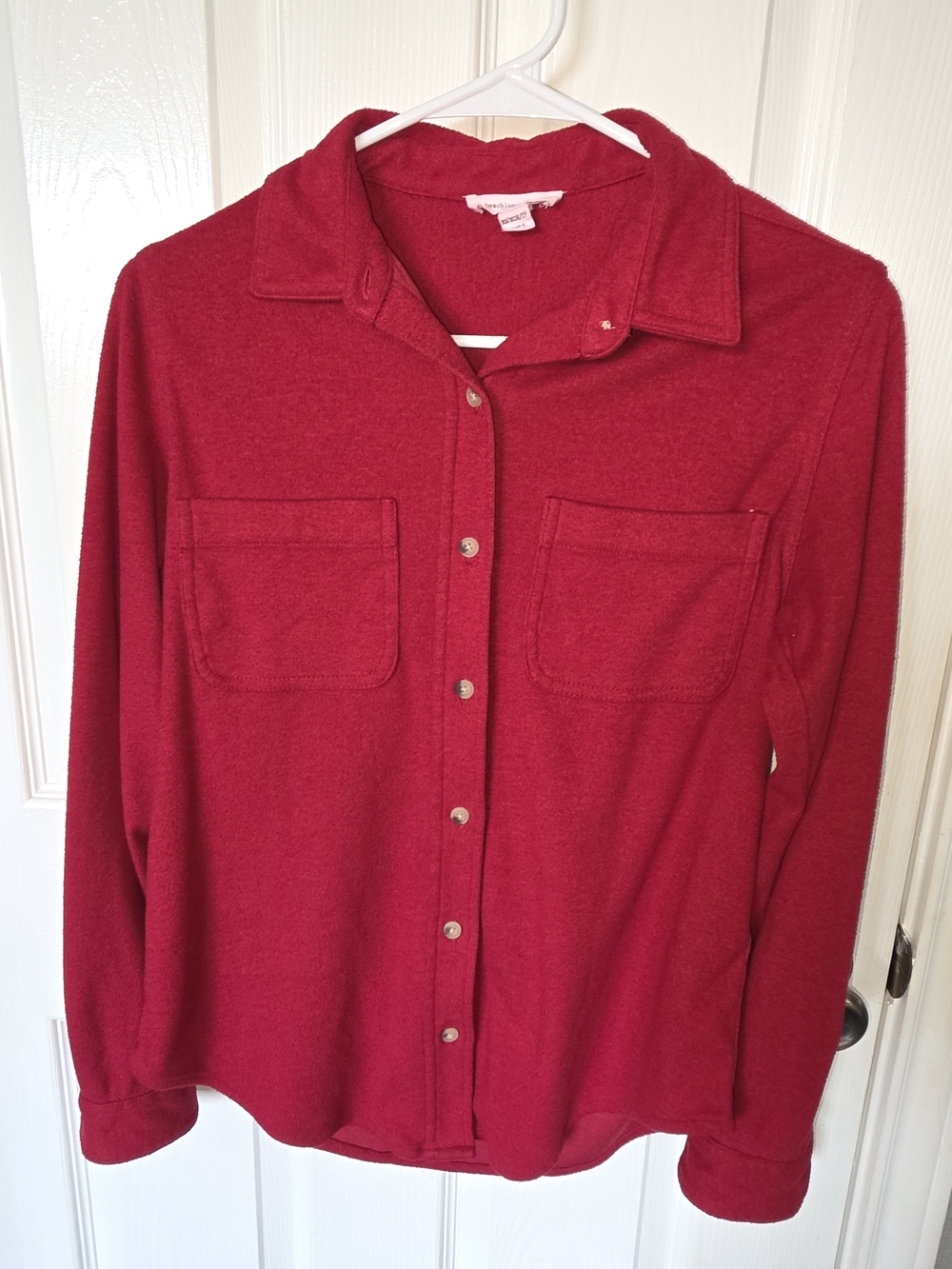 beachlunchlounge Red Button-Front Shirt Jacket